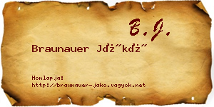 Braunauer Jákó névjegykártya